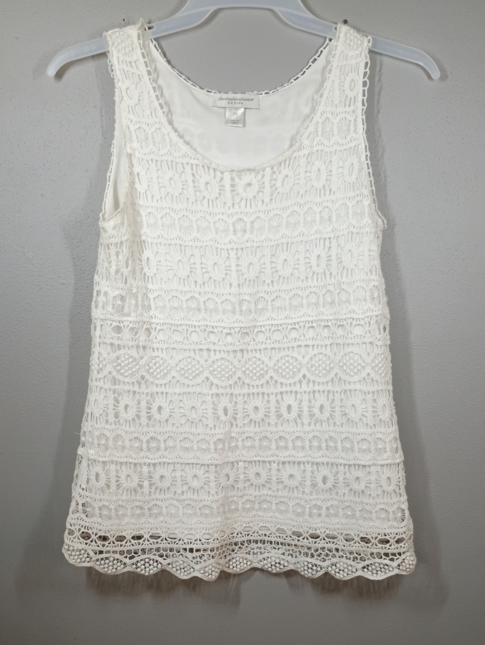 Christopher & Banks White Crochet Lace Tank Camisole Size PS